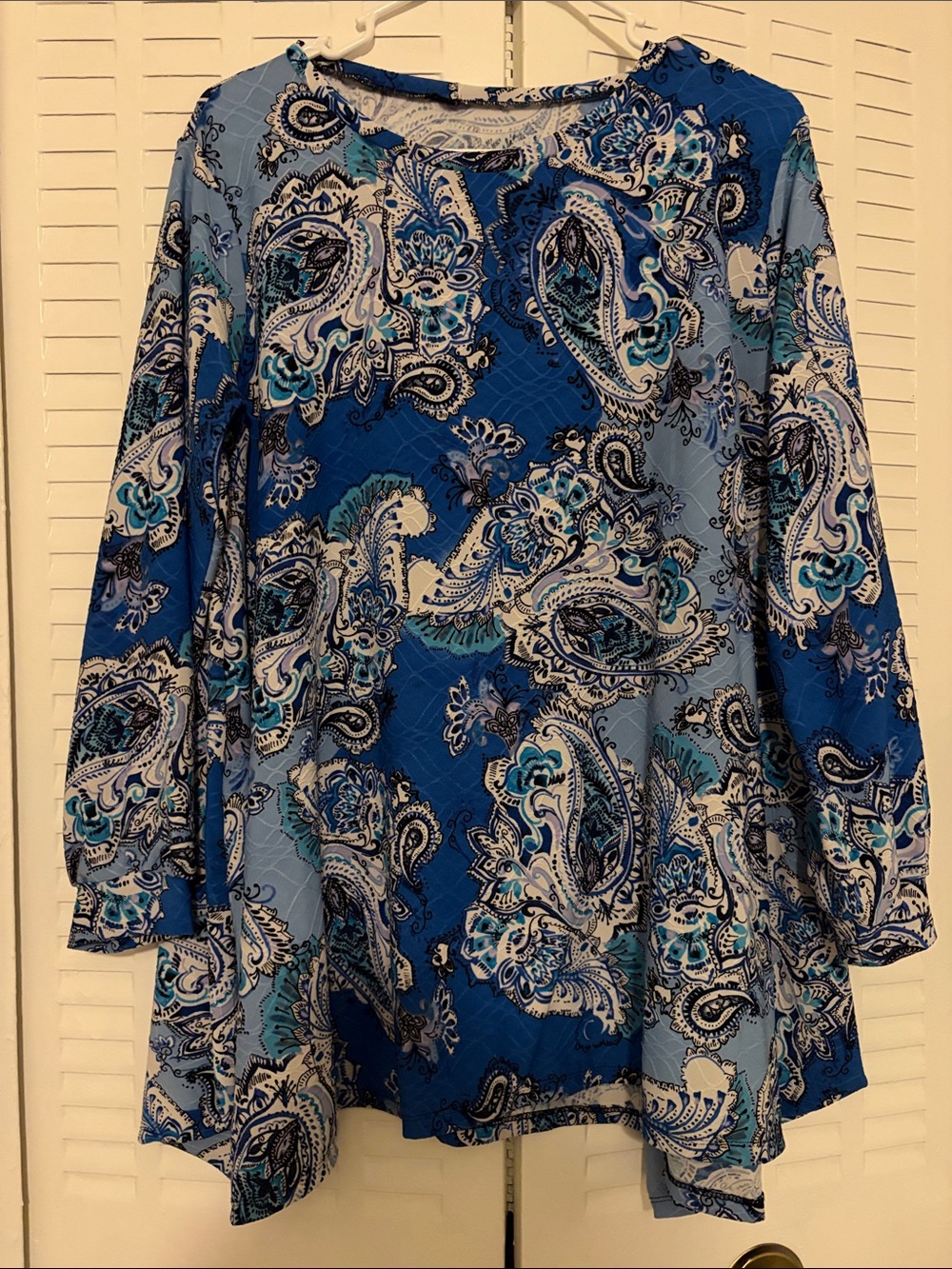 Custom- Blue Paisley Long Sleeve Tunic
